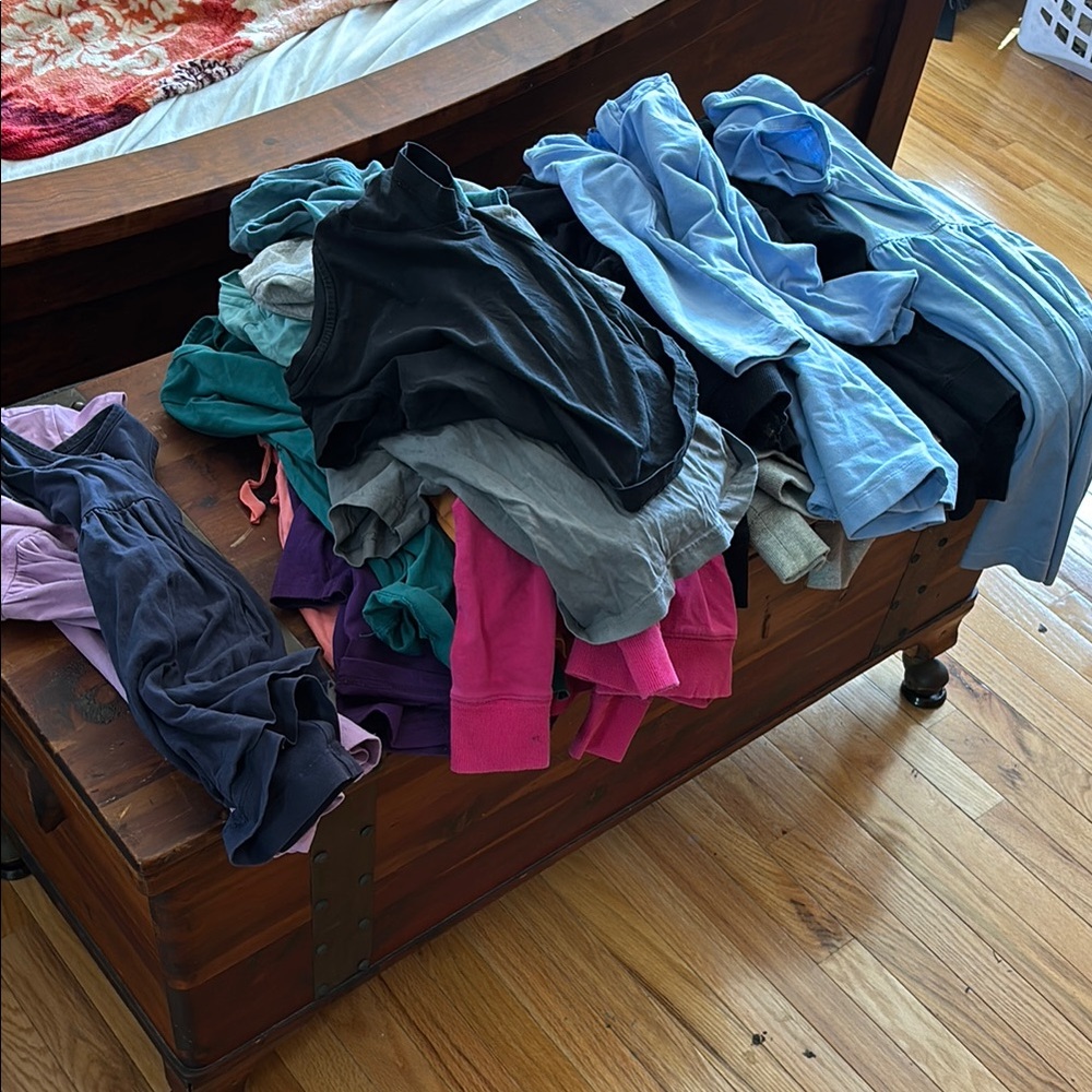 Large lot of primary shirts and dresses 2T to 6-7years